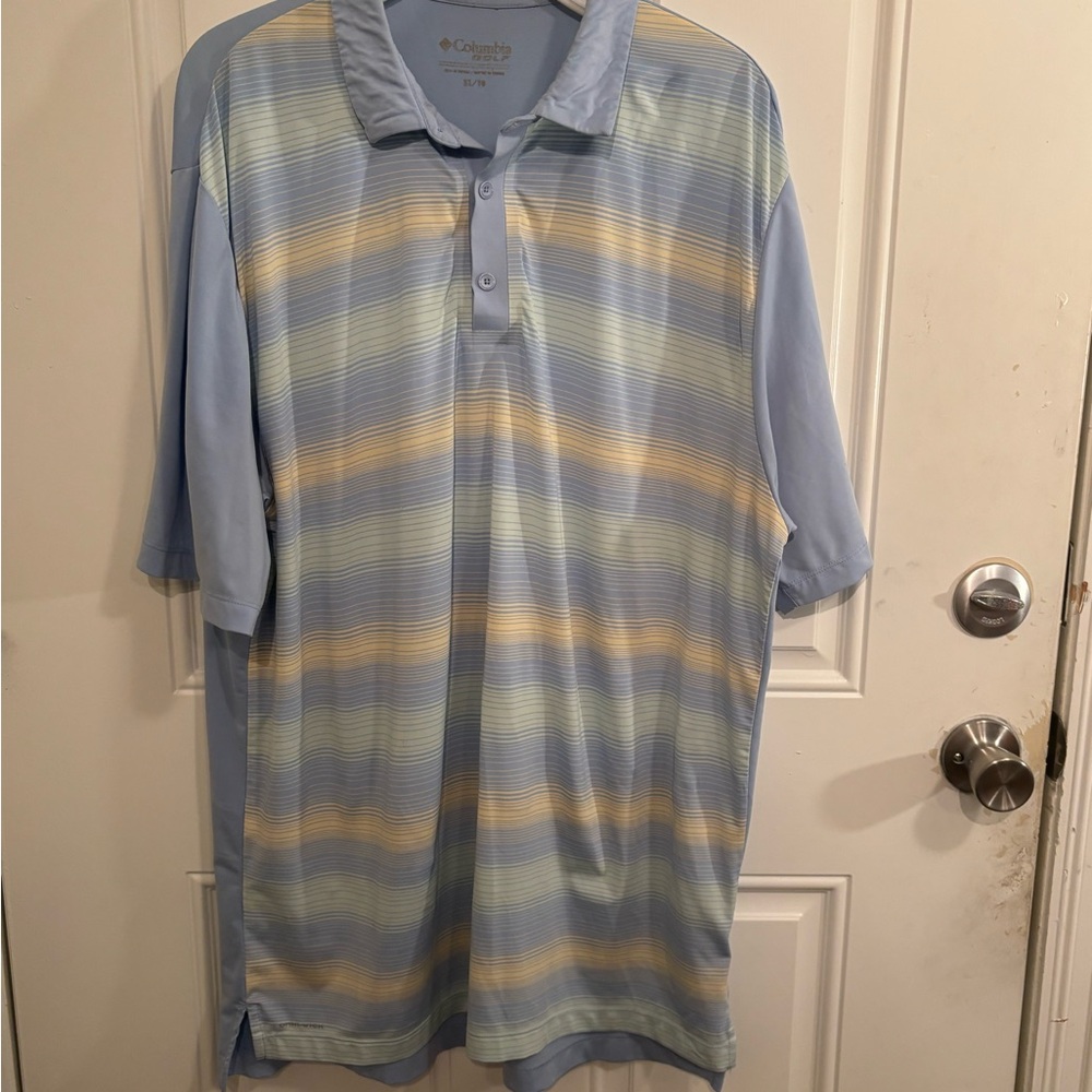 Columbia Blue and‎ Yellow Polo Shirt Casual Sportswear